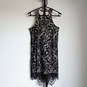 Black Floral Lace Mini Dress